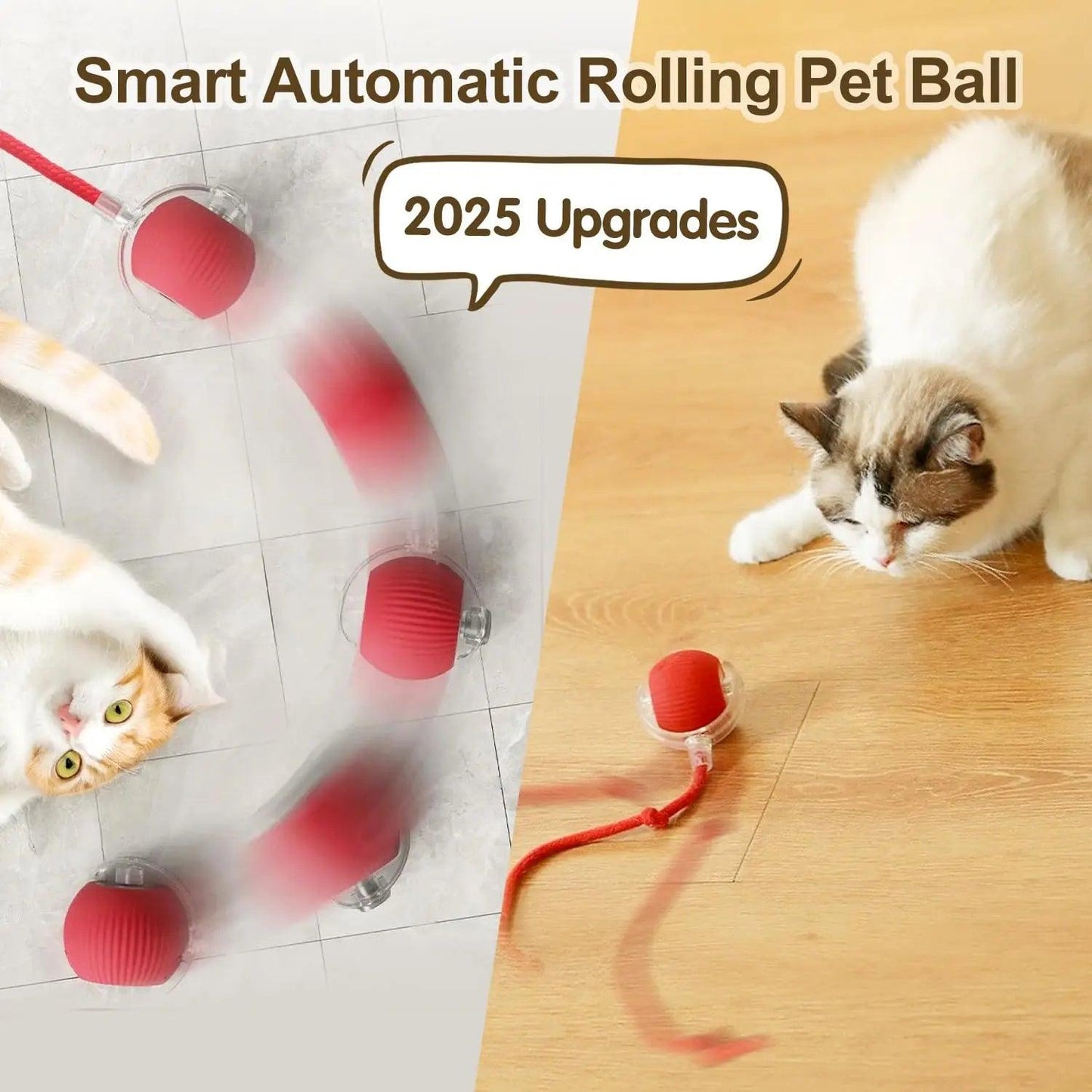 Rechargeable Smart Rolling Cat Toy with Tail