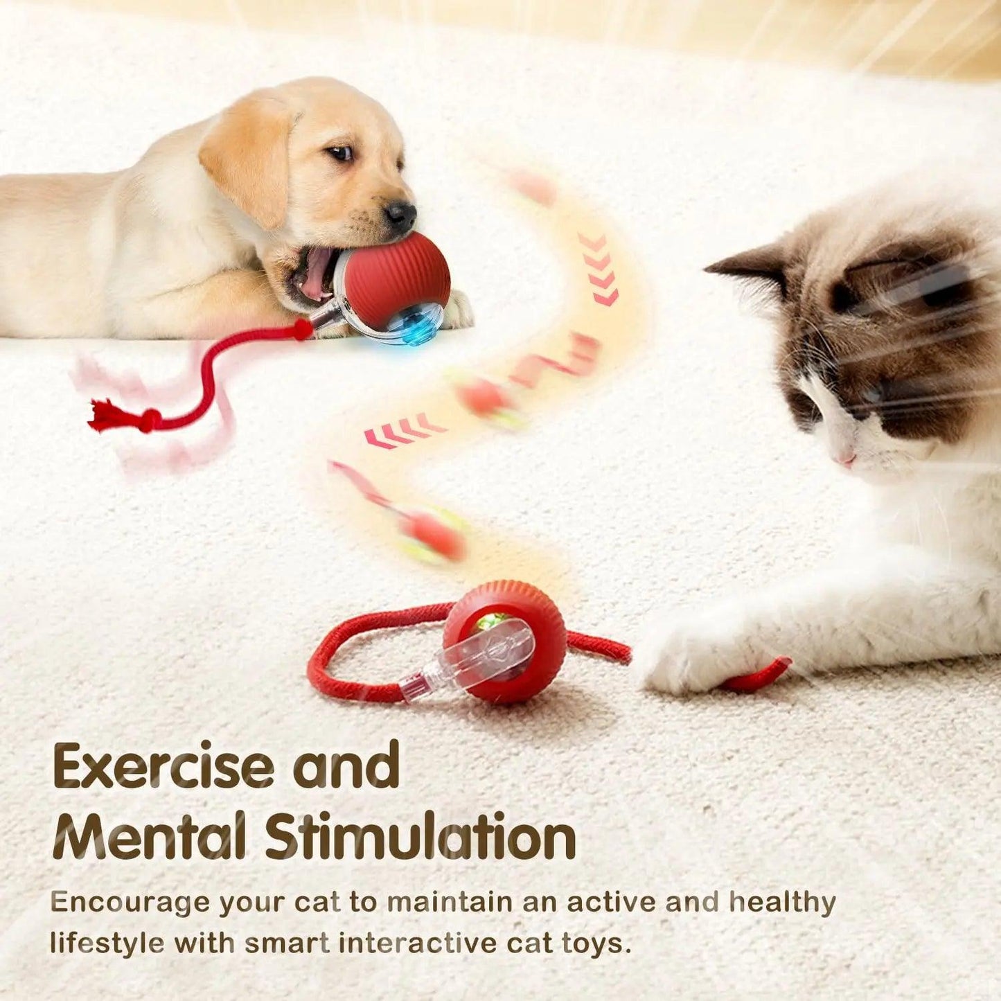 Rechargeable Smart Rolling Cat Toy with Tail