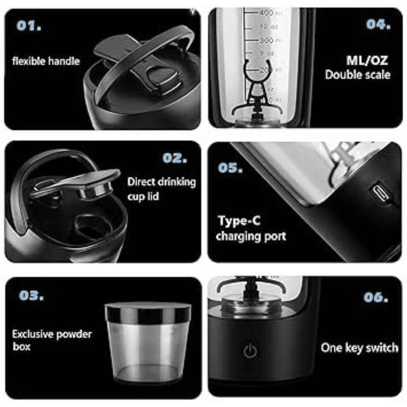 USB Rechargeable Electric Protein Shaker Cup – 15 oz